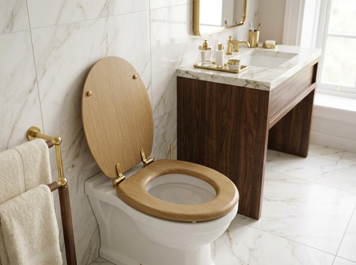 Soft close wooden - wooden, toilet