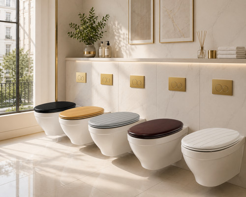 Soft close toilet seat wooden - close,
