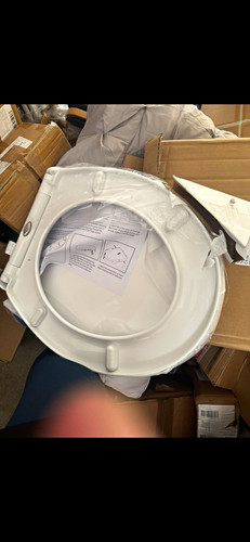White oval plastic toilet seat - toilet,
